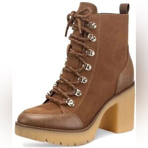 SUN + STONE-Lennonn Lace-Up Booties-Women’s Size: 9.5-Color: Rust-NEW!!